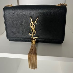 Saint Laurent SMALL KATE TASSEL IN GRAIN DE POUDRE EMBOSSED LEATHER